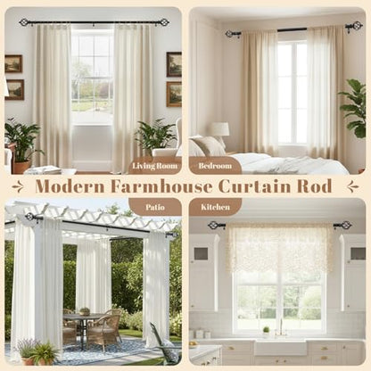 1" Farmhouse Heavy Duty Curtain Rods for Windows,Adjust 72-150",Black - color: Matte Black, size: 72-150 Inch & 1 Pack