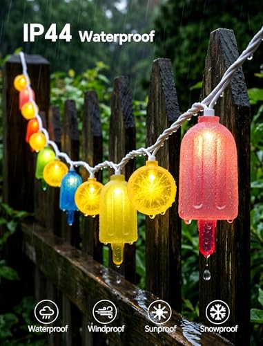 8.5Ft Popsicle and Lemon String Lights Outdoor, 10 LED Party Lights Plug in - color: Popsicle and Lemon String Lights