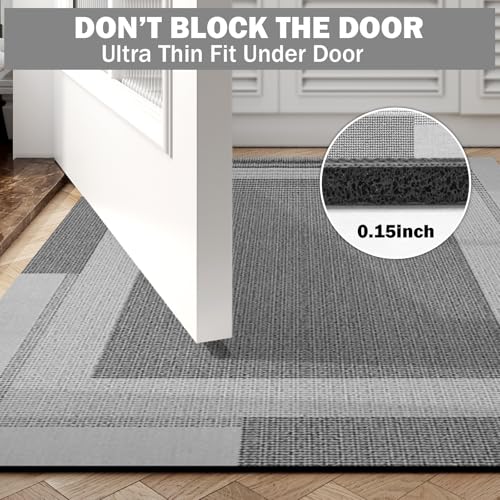 YDKGL Non Slip Bath Mat Thin Bathroom Rugs Fit Under Door Grey 16"x 24" - color: A- Light Gray, size: 16" x 24" (Rectangular)