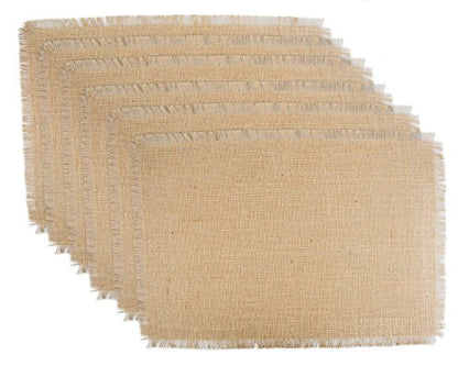 DII Jute Burlap Collection Kitchen Tabletop, Placemat Set, 13x19, Solid Natural, 6 Count - color: Solid Natural, size: Placemat Set, 13x19"