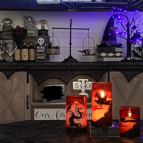 Eldnacele Witch Glass Halloween Flameless Candles with Remote Timer - color: 9-Red Witch