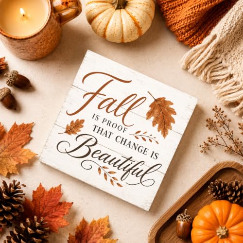 Fall is Proof That Change is Beautiful Sign | Orange Typography Wall Art - color: FALL29