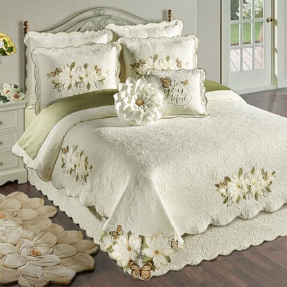 Sweetbay Garden Luxury Ivory Matelasse Bedding, Queen, 6 Pc Set - size: 6 Piece Queen Coverlet Set