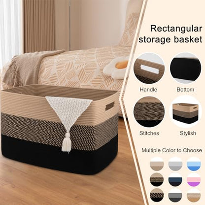 OIAHOMY 108L Extra Large Blanket Basket Dog Toy Basket Yellow and Black - color: Yellow and Black