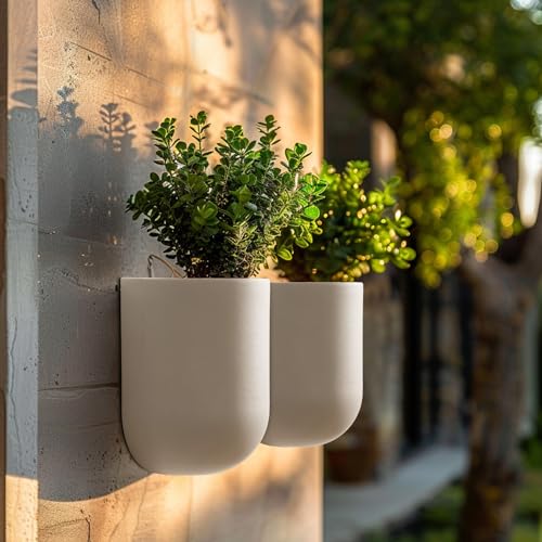 LA Jolie Muse Wall Planters for Indoor Plants, Hanging Flower Pots, 2 Pack - color: White