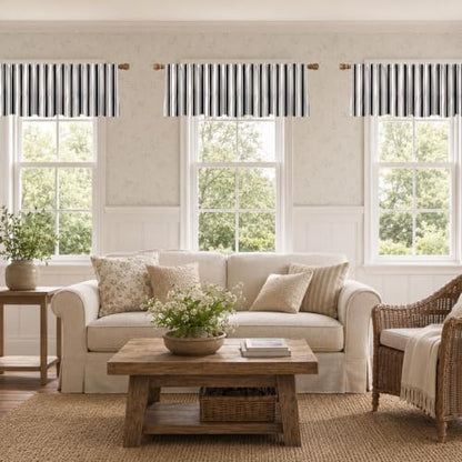 Emvency Valances for Windows, Line Ruffle Hem, 2 Pack 52x18 Inch, Striped - color: Brown