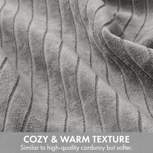 MIULEE Set of 2 Grey Textured Striped Throw Pillow Covers 20x20 Inch - color: Grey, size: 20" x 20" (Pack of 2)