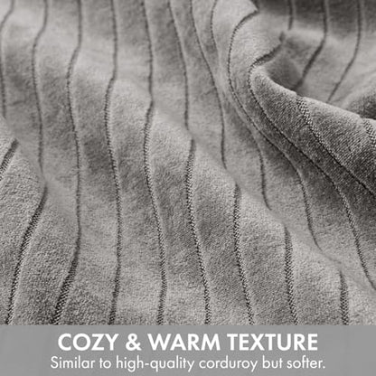 MIULEE Set of 2 Grey Textured Striped Throw Pillow Covers 20x20 Inch - color: Grey, size: 20" x 20" (Pack of 2)