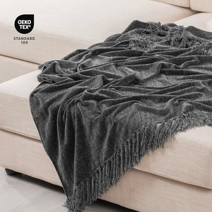 RECYCO Chenille Throw Blanket for Couch, 60" x 80", Dark Gray - color: Dark Gray, size: 60'' X 80''