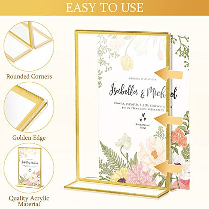 Hoteam 18 Pack Gold Wedding Acrylic Holder 4 X 6 Inch Vertical Frames - color: Vertical, size: 4 x 6 Inch