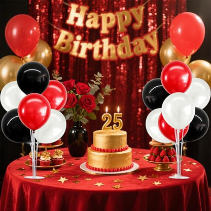 TONIFUL 4 Set Black Red White Balloon Stand Balloon Centerpieces for Table - color: Black Red White