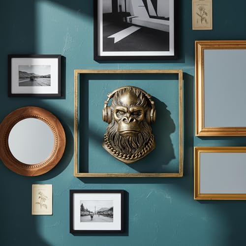 JJALIGHTS Exquisite Resin Animal Head Wall Sculpture (Gift Metal Frame) - Imitation Copper Vintage Decor for Living Room, Bedroom & Office | Decorative Wall Hanging Art (Bigfoot) - color: Bronze Bigfoot