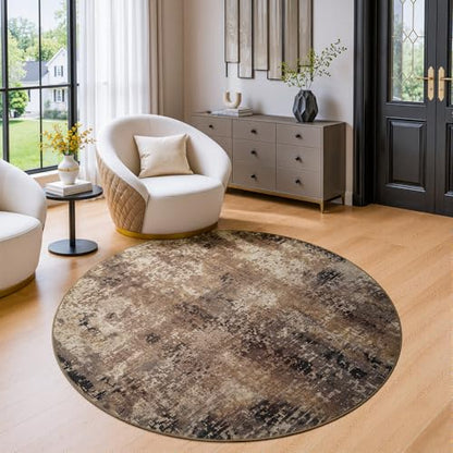 Merelax 4ft Round Brown Red Area Rug Washable Non-Slip Circle Carpet - color: Brown Red, size: 4' x 4'(48''x48'')