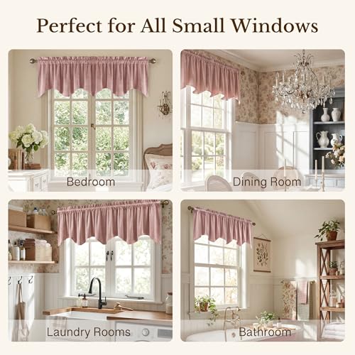 StangH Dusty Rose Valance for Windows 52x18 Inch, 1 Panel - color: Dusty Rose, size: 52"W x 18"L (Pack of 1)