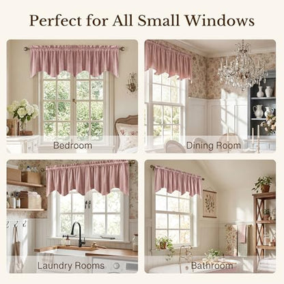 StangH 4-Panel Set Velvet Window Valance, 52x18 Inch, Dusty Rose - color: Dusty Rose, size: 52"W x 18"L (Pack of 4)