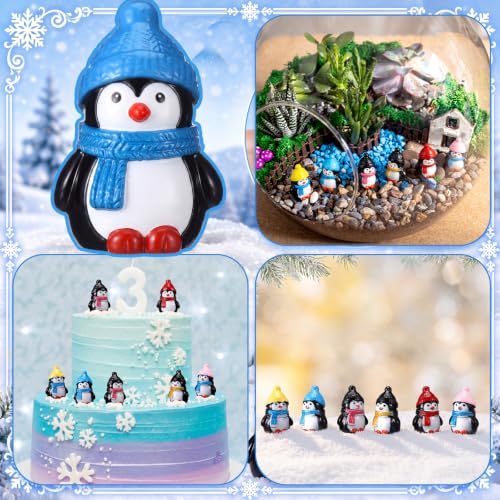 Soulchen 50 Pcs Mini Resin Penguin Figurines with Winter Hats and Scarves - color: Multicolor, size: Penguin