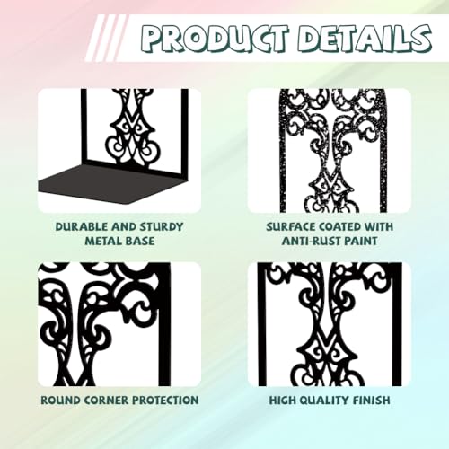 Peacoblue 5.3"x4.3"x7.9" Metal Bookends, Heavy Duty Book Ends for Shelves - style: Cross
