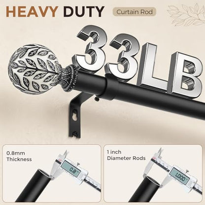 Curtain Rod 36-60 Inch, Boho Black 1 Inch Curtain Rods for Windows - color: Black, size: 36''-60'' (1 Pack)