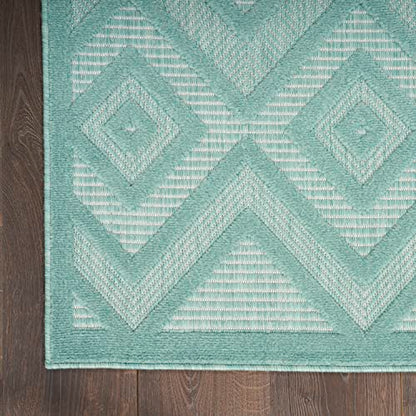 Nourison Home Versatile Aqua Teal 5' x 7' Area Rug - Easy Clean, Non Shedding, Bed Room, Living Room, Dining Room, Kitchen (5' x 7') - color: Aqua Teal, size: 5' x 7' (Rectangular)