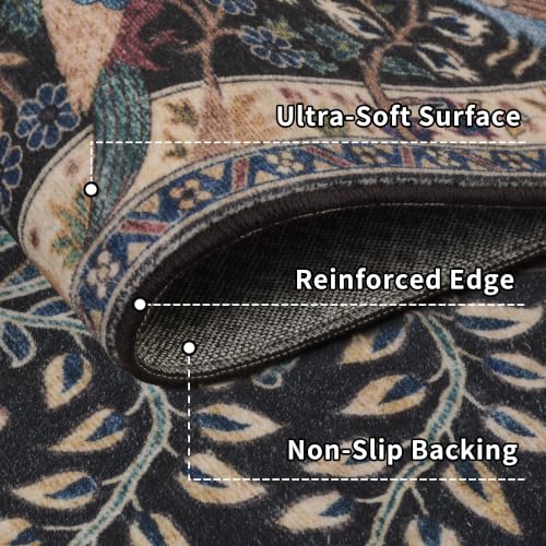 6ft Round Rug Circular Animal Print Area Rug Low Pile Indoor Rug - color: Black/Multi, size: 6' (Round)