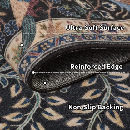 6ft Round Rug Circular Animal Print Area Rug Low Pile Indoor Rug - color: Black/Multi, size: 6' (Round)