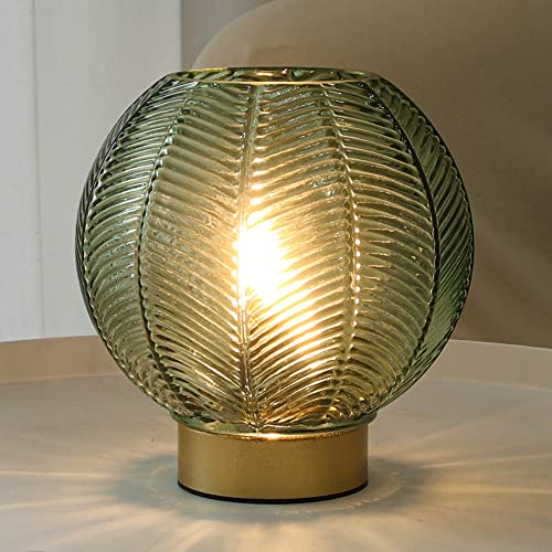 LUSHARBOR Battery Operated Decorative Glass Table Lamp with Timer Green - color: Orb-Green
