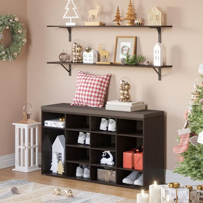 DINZI LVJ Long Wall Shelves, 47.3Inch Wooden Floating Shelves with Brackets - color: Espresso, size: 47.3 Inch