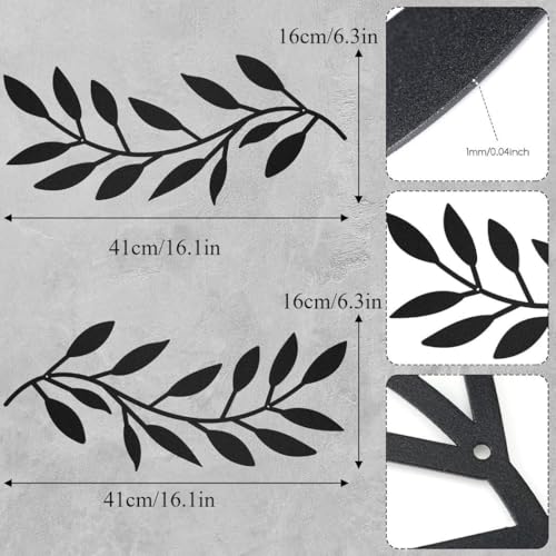 Deanvzes 2 Pieces Metal Tree Leaf Wall Sculptures Ornament Vine Olive Branch Leaf Wall Art Wrought Iron for Living Room Bar Hanging Ornaments (brown) - color: brown