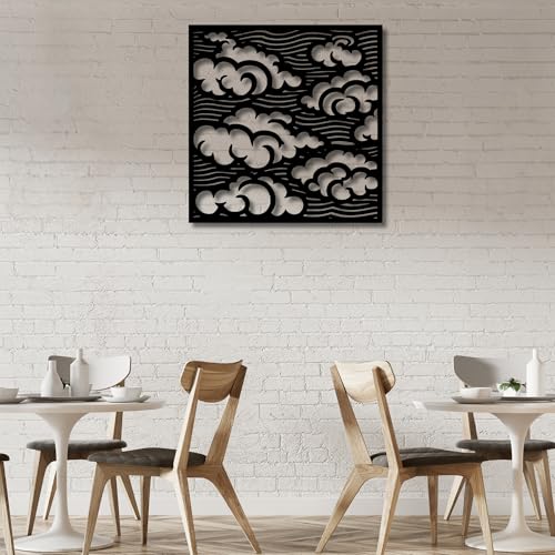 Metal Wall Decor | 17'' x 17'' x 0.05'' Clouds Art Themed Wall Decorations | Handmade Indoor and Outdoor Wall Art (17'' x 17'', Clouds, Black) - size: 17'' x 17'', style: Clouds