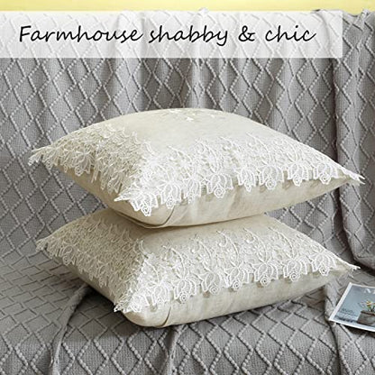 Embroidered Floral Throw Pillow Covers 18”x18“, White Rose - color: White Rose