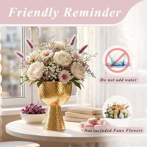 Gold Urn Vases for Centerpieces 2 Pcs, 10.6" Tall Large Metal Compote Bowl - color: French Gold, size: 10.6in-2Pcs