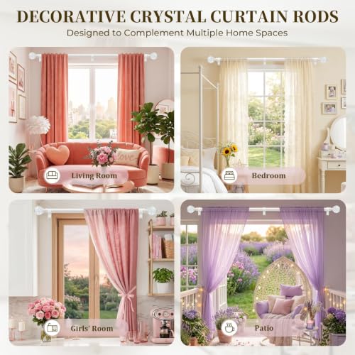 TVWOO White Rainbow Curtain Rod Adjust HeavyDuty Crystal Ball,18-45",2Pack - color: White, size: 18-45" ( 2pack )