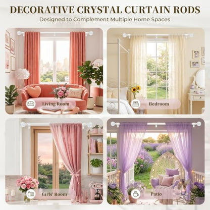 TVWOO White Rainbow Curtain Rods Adjustable Heavy Duty Crystal Ball,66-120" - color: White, size: 66-120" ( 1pack )