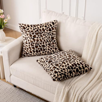 GALMAXS7 Cheetah Pillow Covers Leopard Throw Pillow Covers Set of 2, 18x18 - color: Leopard, size: 18" x 18" (Pack of 2)