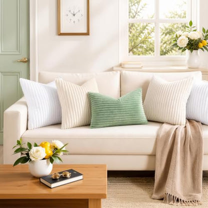 Simmore Fall Soft Cream White Flannel Throw Pillow Covers 18X18 Set of 2 - color: Cream White, size: 18" x 18" (Pack of 2)