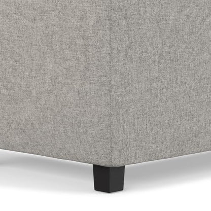SIMPLIHOME Avalon 42" Wide Linen Look Fabric Storage Ottoman in Cloud Grey - color: Cloud Grey