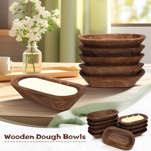 Nuogo 10 Pack 12.5 Inches Wooden Dough Bowls Bulk Rustic Bowls, Brown - color: Brown, size: 12.5 Inches