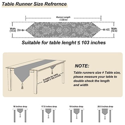 120" Exquisite Table Runner Elegant Chic Jacquard Textured Damask Beige - color: Beige, size: 13x120"