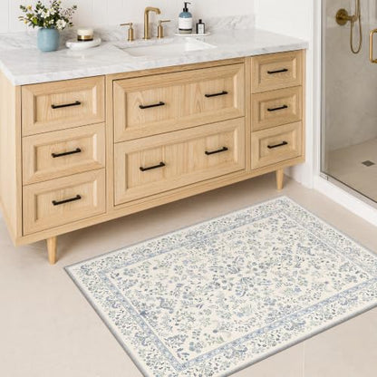 2x3 Kitchen Rugs Floral Small Washable Entryway Rug, Light Blue - color: Blue, size: 2' x 3' (Rectangular)