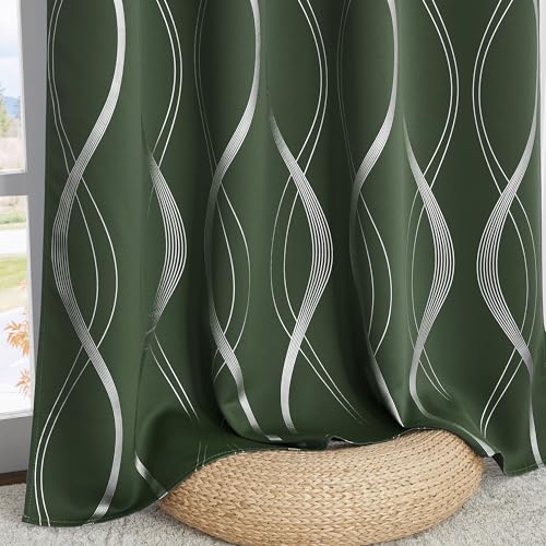 NICETOWN 100% Blackout Print Curtains 63 inch Long, Dark Mallard - color: 100% Blackout - Dark Mallard, size: 52"W x 63"L (Pack of 2)