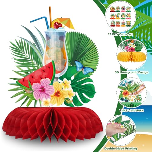 NatNarr 12PCS Luau Centerpieces for Tables Hawaii Party Decorations - style: Hawaii