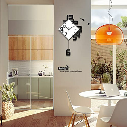 Large Wall Clock for Living Room Decor Pendulum Modern Kitchen Silent Big Wall Watch for Bedroom Black and White Decorative Office Non Ticking Battery Operated Wall Clock 25 Inch - size: 25inch