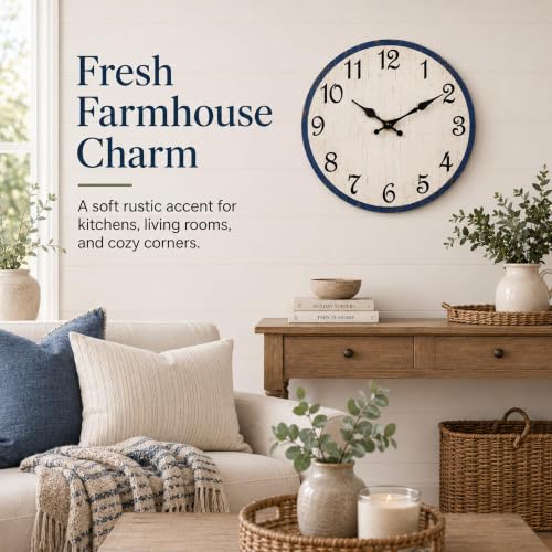 CHYLIN Wall Clock Silent Non-Ticking Battery Operated Blue Simple Modern - color: C-white, size: 8 inch