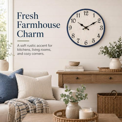 CHYLIN Wall Clock Silent Non-Ticking Battery Operated Blue Simple Modern - color: C-white, size: 8 inch