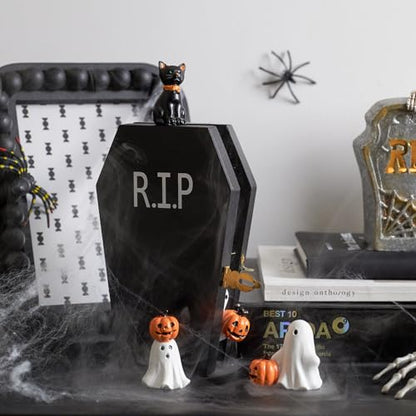 DN DECONATION 5Pcs Halloween Miniature Figurines, Spooky Home Table Decor - color: Pumpkin & Ghost & Cat