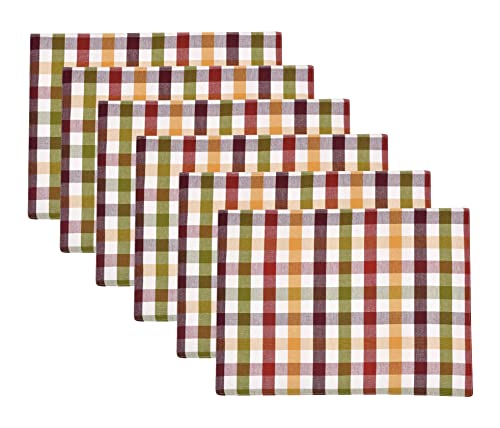 Urban Villa Two Tone Placemat Cotton Tablemat 14x20 (Set of 6) Harvest - color: Harvest Checks, size: 14" x 20"