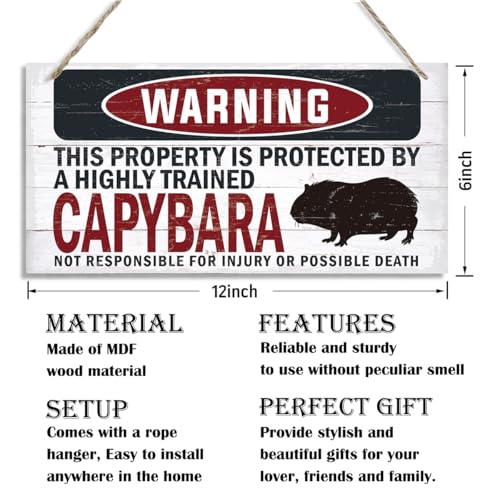 Warning Sign, Capybara Warning Wood Plaque Sign, Funny Door Signs, Decorative Wood Hanging Suspension Plaque, Farmhouse Wooden Wall Decor, Outdoor Hanging Wooden Signs - color: CAPYBARA