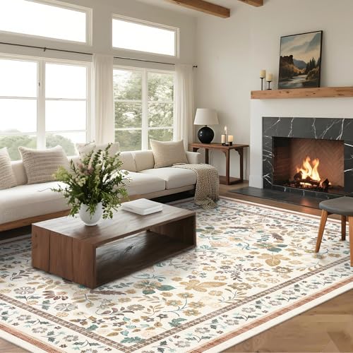 GarveeHome Rugs for Living Room 9x12 Machine Washable Soft Beige - color: Beige, size: 9' x 12' (Rectangular)