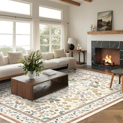 GarveeHome Rugs for Living Room 9x12 Machine Washable Soft Beige - color: Beige, size: 9' x 12' (Rectangular)