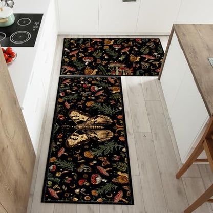 Mushroom Rug Kitchen Decor Set of 3 Non Slip Washable Door Mat